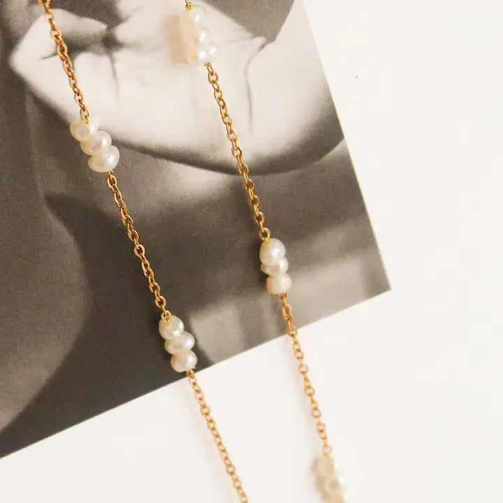 18K Non-Tarnish Petite Pearl Choker-Gold