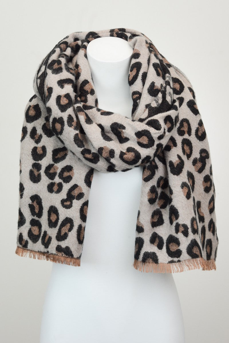 Leopard Blanket Scarf-Camel