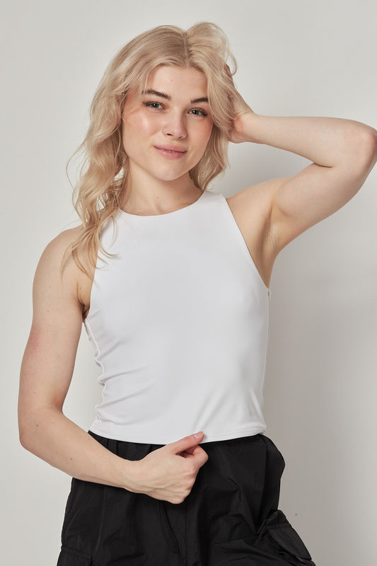 Sleeveless Fitted Top-White