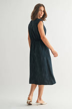 Women's Teal Tie Front Detail Midi Dress