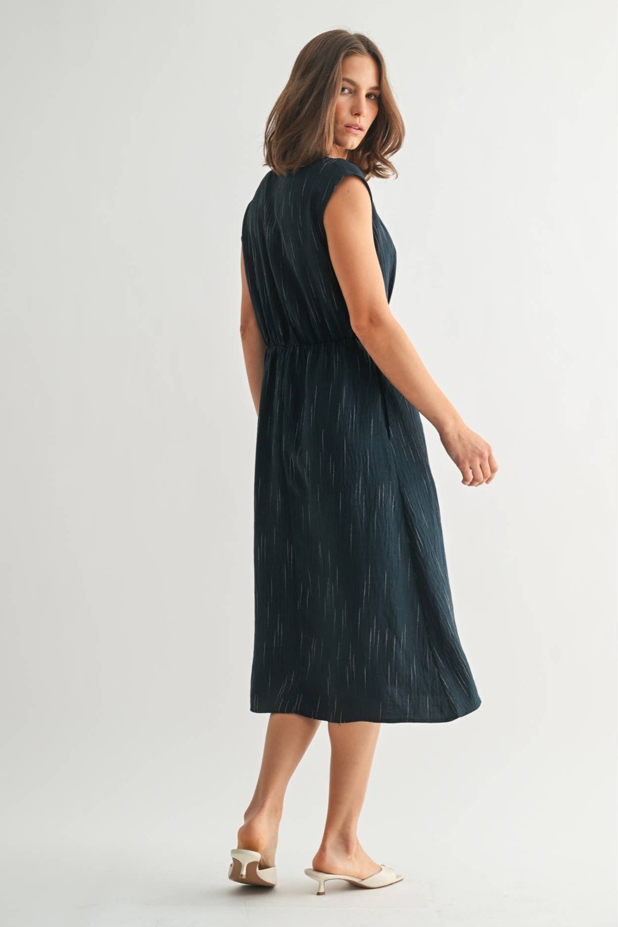 Women's Teal Tie Front Detail Midi Dress