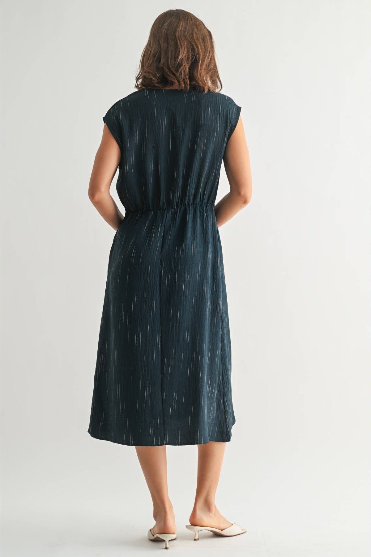 Women's Teal Tie Front Detail Midi Dress