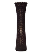 Ruffle Pointelle Crew Socks-Black