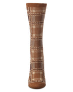 Preppy Plaid Crew Sock-Brown