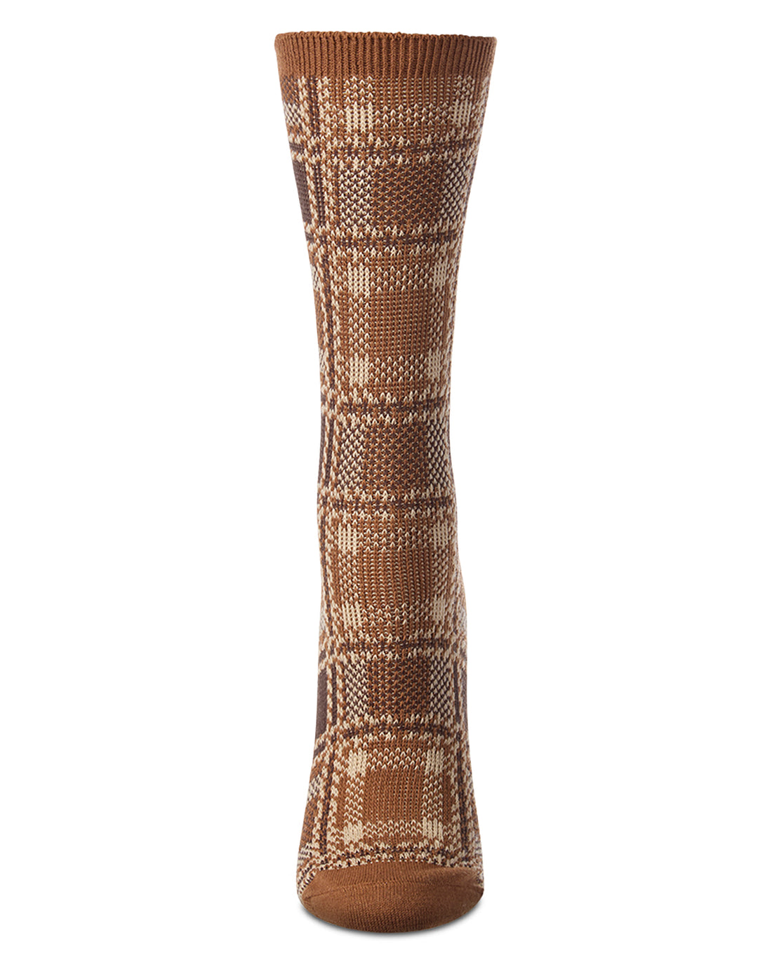 Preppy Plaid Crew Sock-Brown