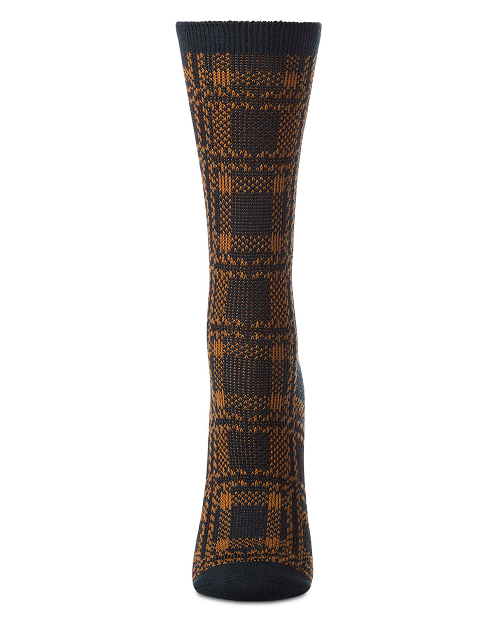 Preppy Plaid Crew Sock-Pine Needle