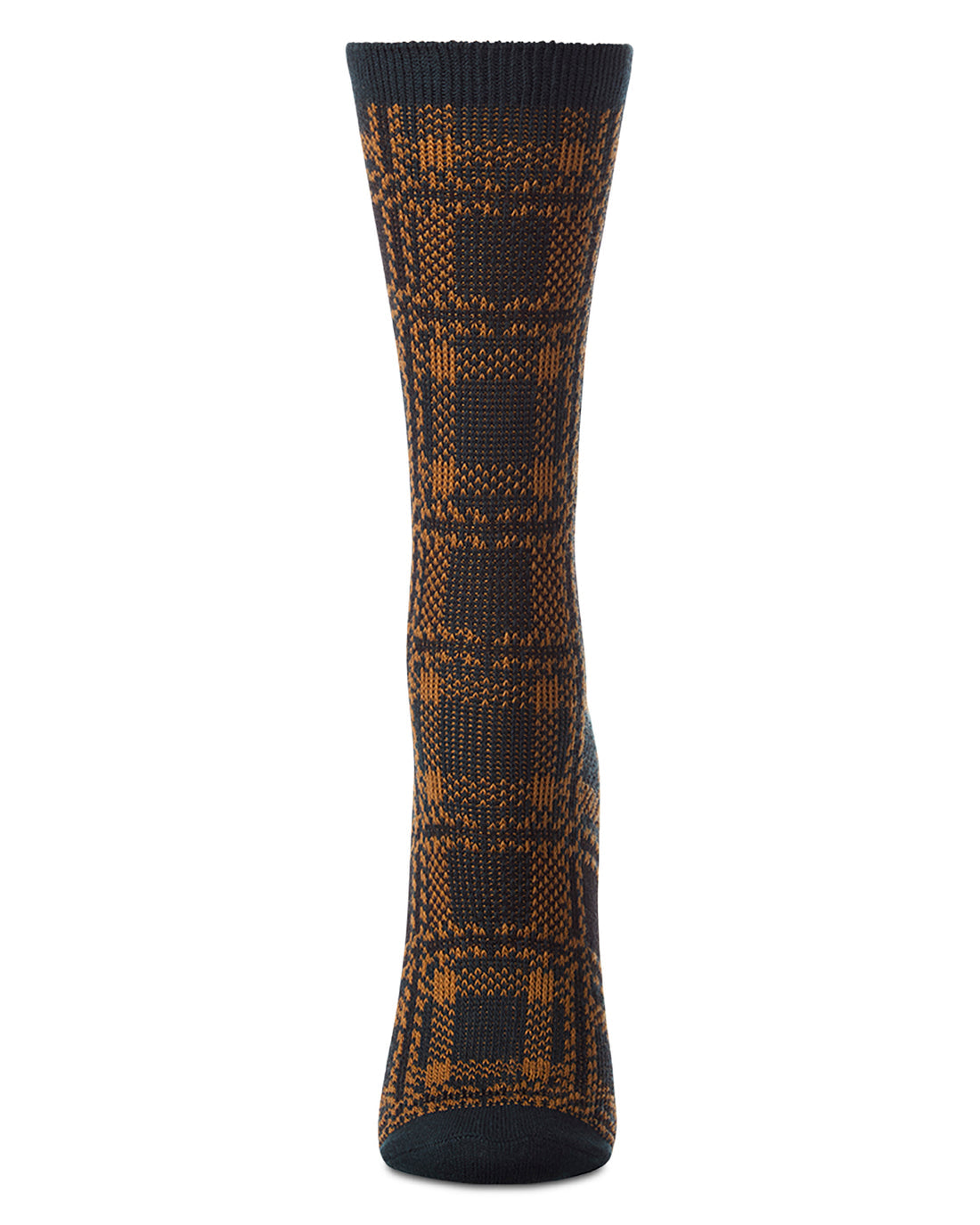 Preppy Plaid Crew Sock-Pine Needle
