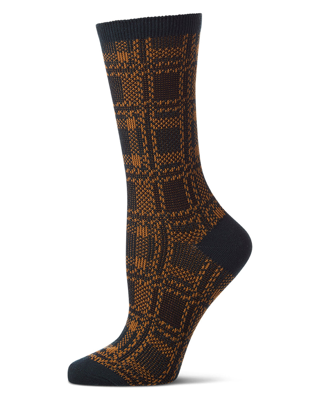 Preppy Plaid Crew Sock-Pine Needle