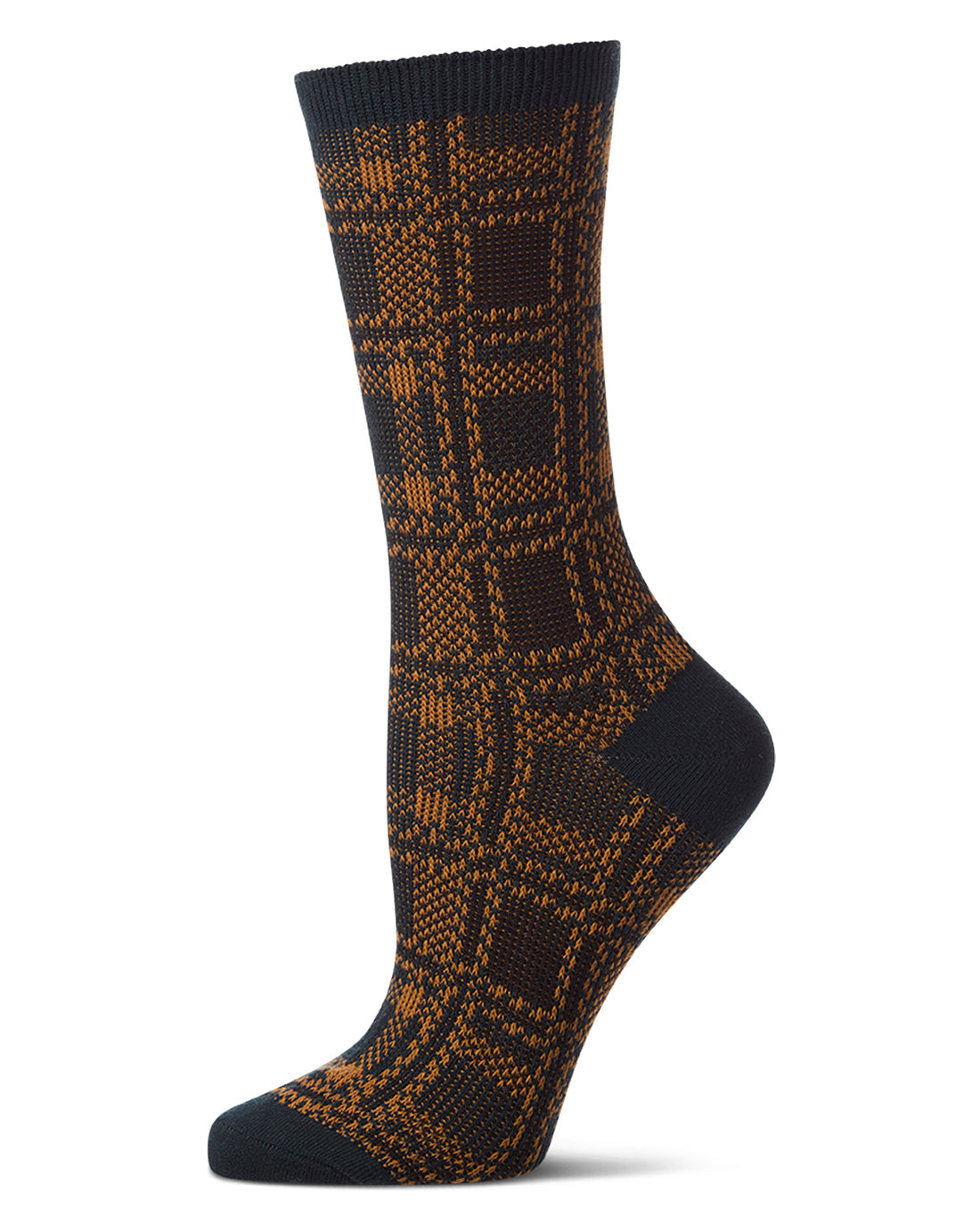 Preppy Plaid Crew Sock-Pine Needle