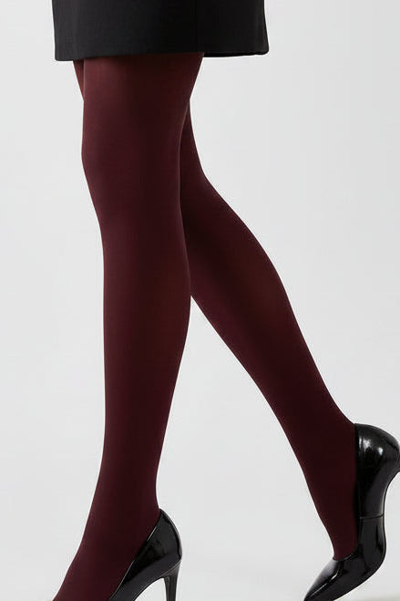 Control Top Tights-Wine Opaque