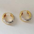 Gold and silver plated two tone chunky hoop earrings