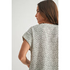 Floral Print Gauze Top-Charcoal White