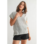 Floral Print Gauze Top-Charcoal White