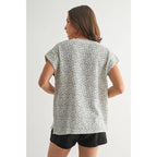 Floral Print Gauze Top-Charcoal White