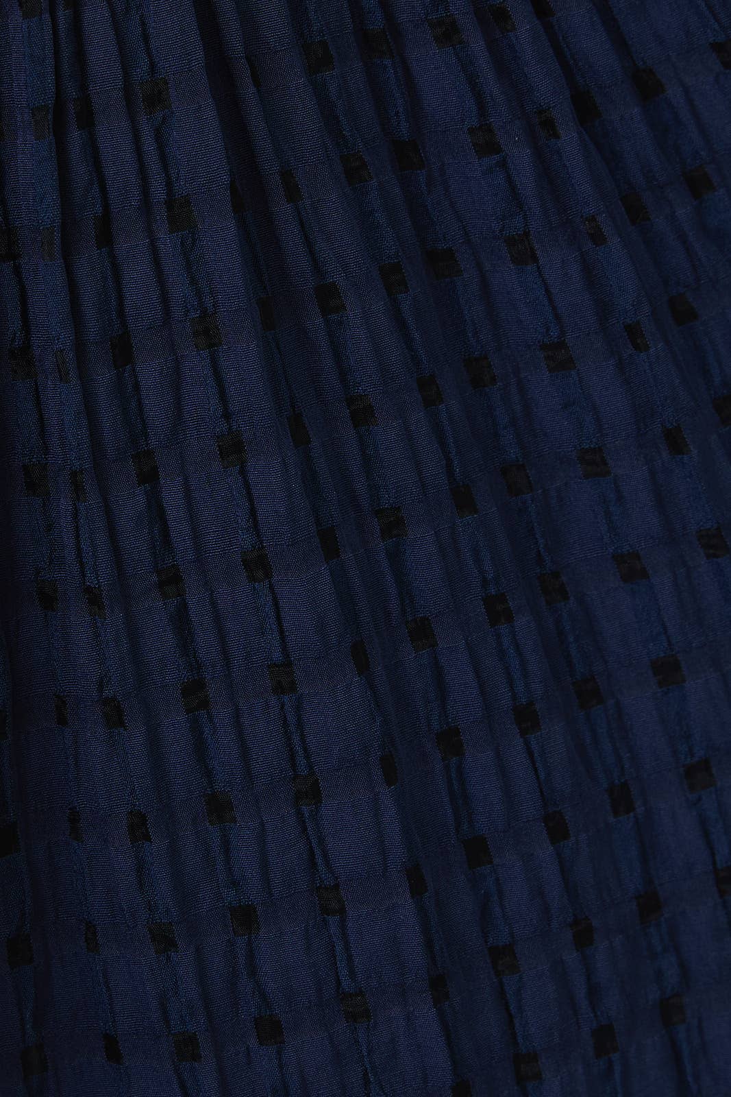 Women's navy block sheer fabric  midi dress