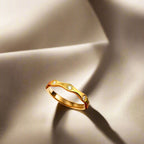 18K Non-Tarnish Wavy CZ Star Ring-Gold