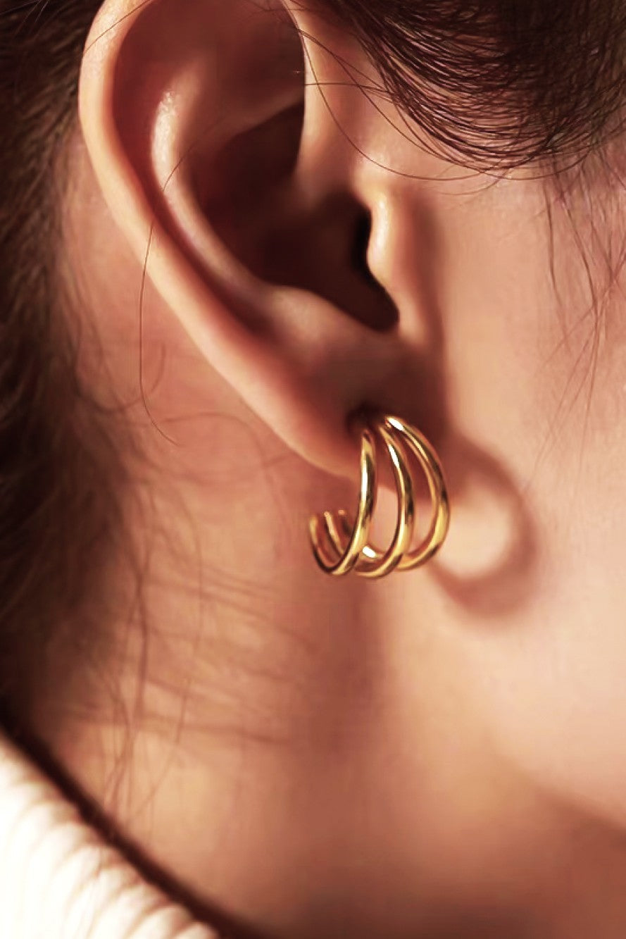 Triple Hoop Earrings-Gold
