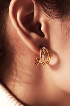 Triple Hoop Earrings-Gold