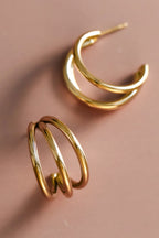 Triple Hoop Earrings-Gold