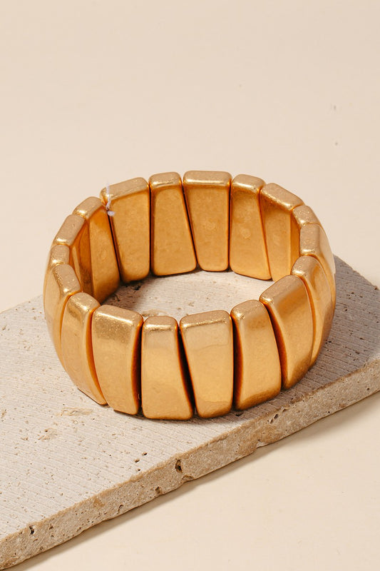 Metallic Rectangle Elastic Bracelet-Gold