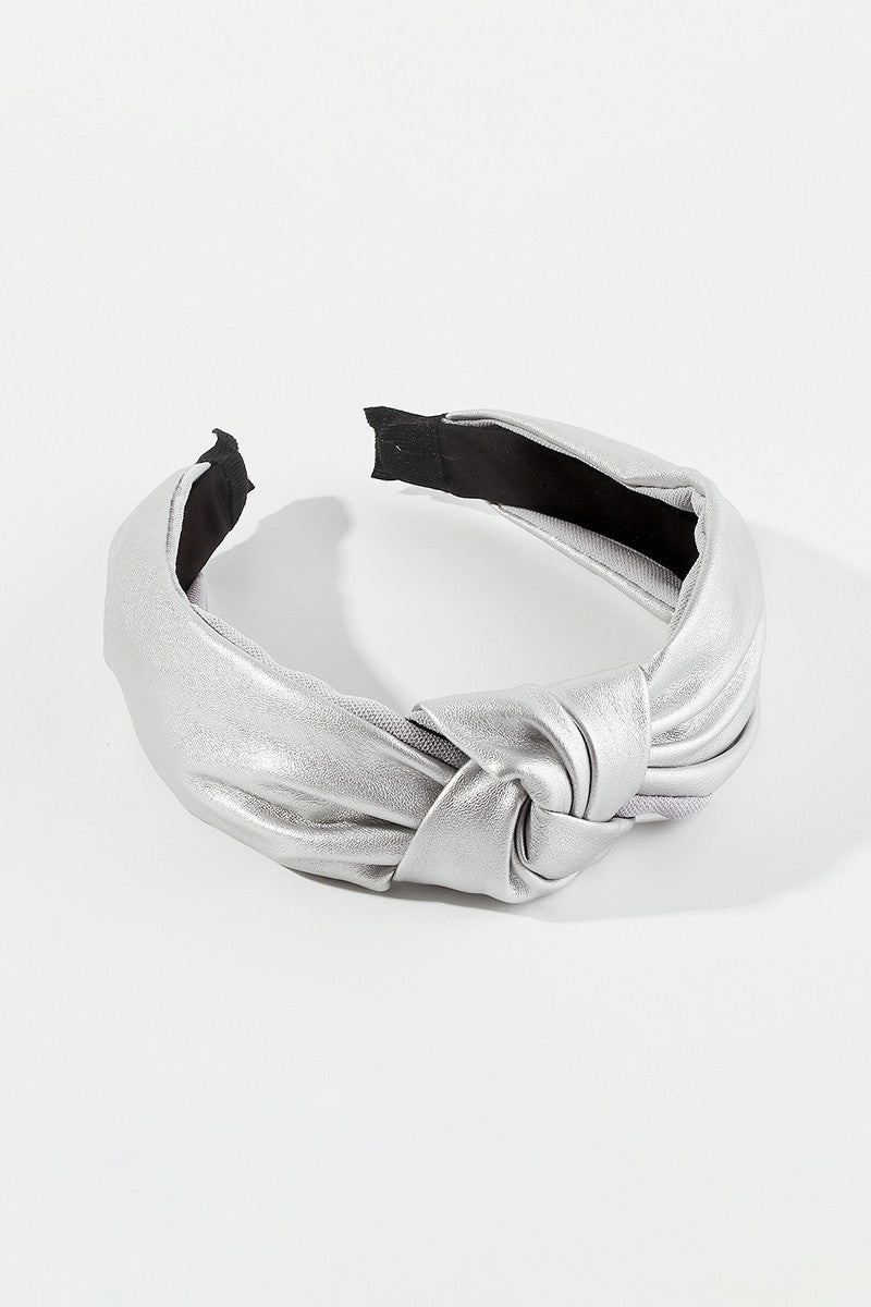 Metallic Top Knotted Headband-Silver