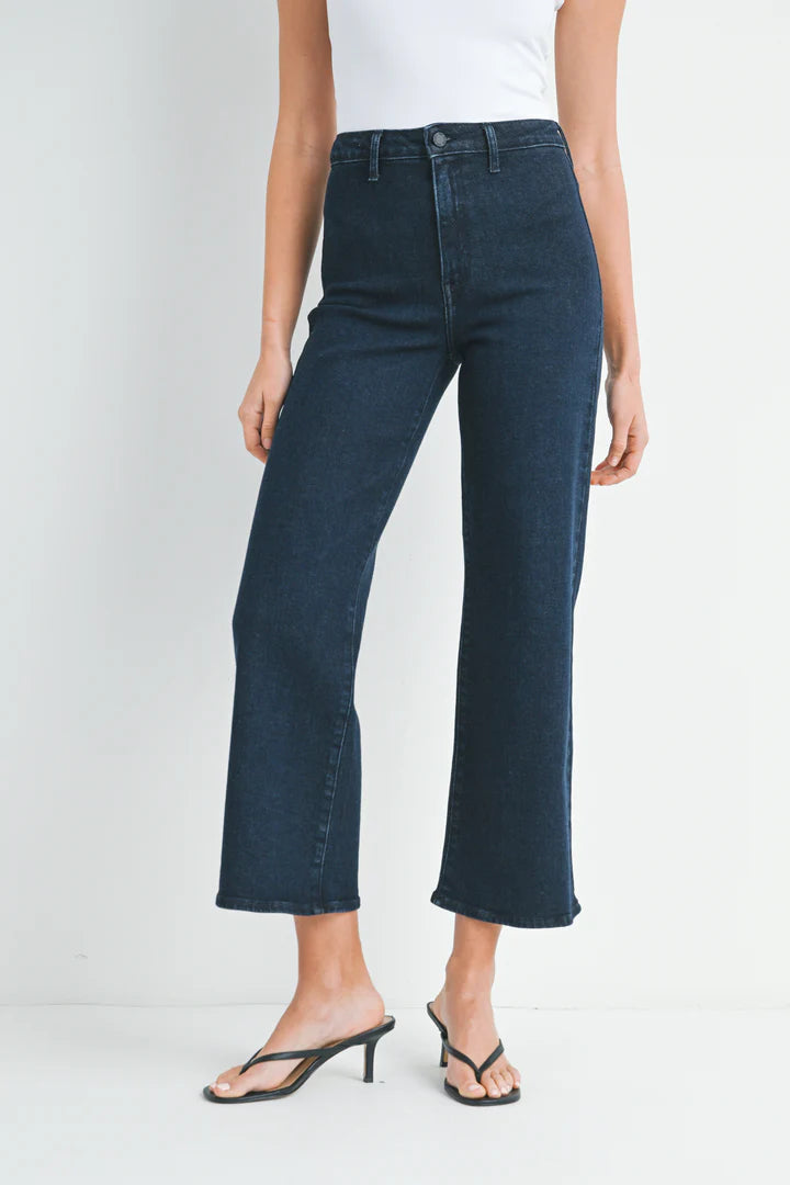 Wide Leg Denim Trouser-Super Dark