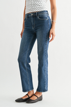 Mid-Rise Straight Leg Jeans-Medium Wash Denim