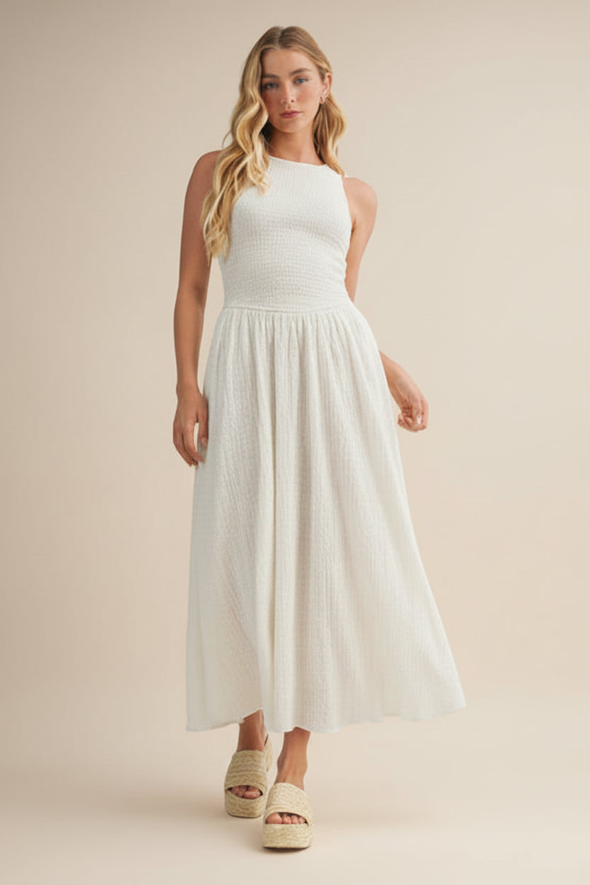 Smocked Tank Bubble Texture Maxi Dress-Creamy White | Women's Dresses Smocked Tank Bubble Texture Maxi Dress-Creamy White | Women's Dresses
