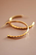 18k Non-Tarnish Textured Hoop Earrings-Gold