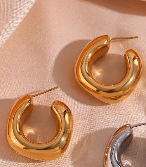 Myla Non-Tarnish Bubble Square Hoop Earrings-18k Gold-Plated