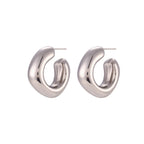 Pair of 18k silver-plated stainless steel bubble hoop earrings on a white background