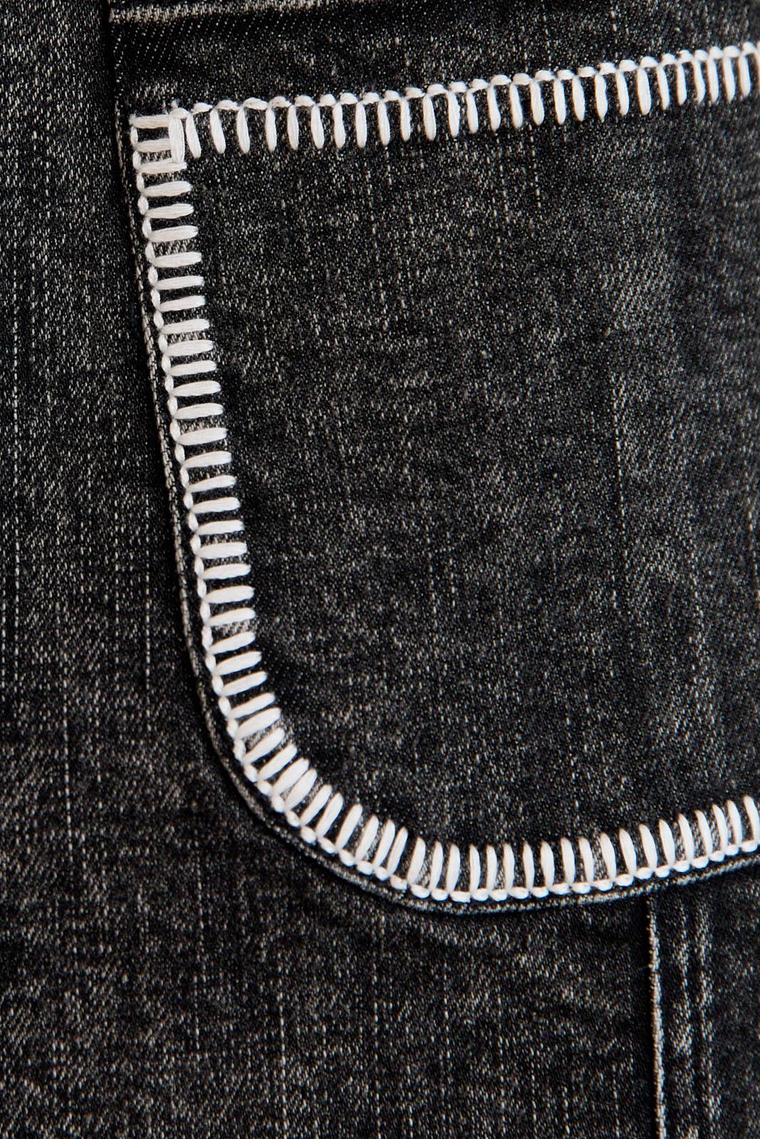 Stitch Detail Button Front Denim Mini Shirt-Charcoal