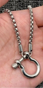 18K Non-Tarnish Chunky Buckle Rope Necklace-Silver