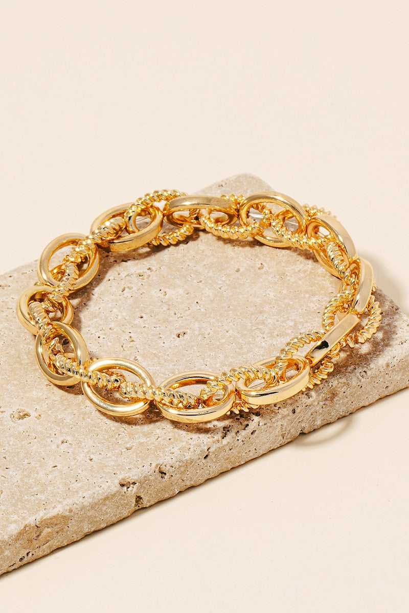 Oval Chain Elastic Bracelet-Gold