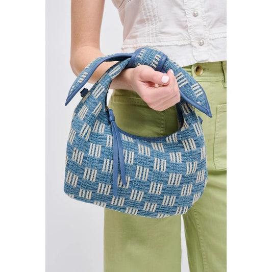 Woven Straw Knot Design Crossbody-Denim