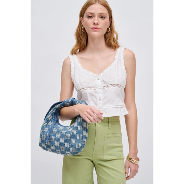 Woven Straw Knot Design Crossbody-Denim