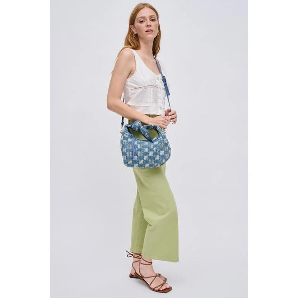 Woven Straw Knot Design Crossbody-Denim