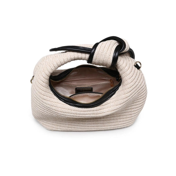 Woven Straw Knot Design Crossbody-Ivory Black