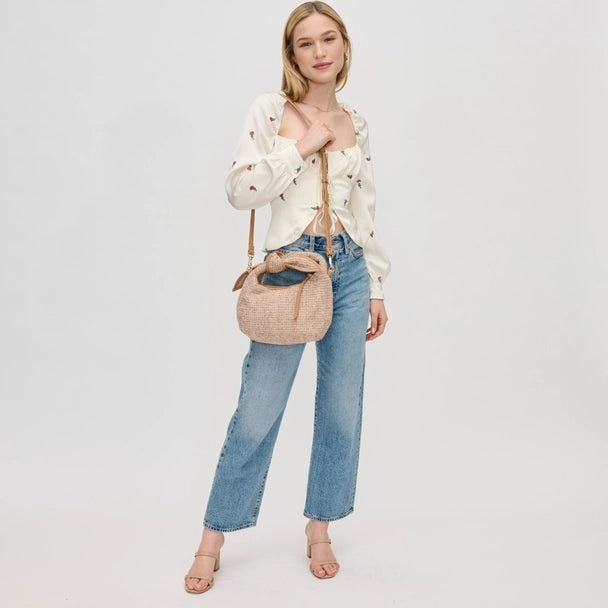 Woven Straw Knot Design Crossbody-Tan