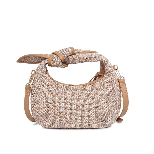 Woven Straw Knot Design Crossbody-Tan