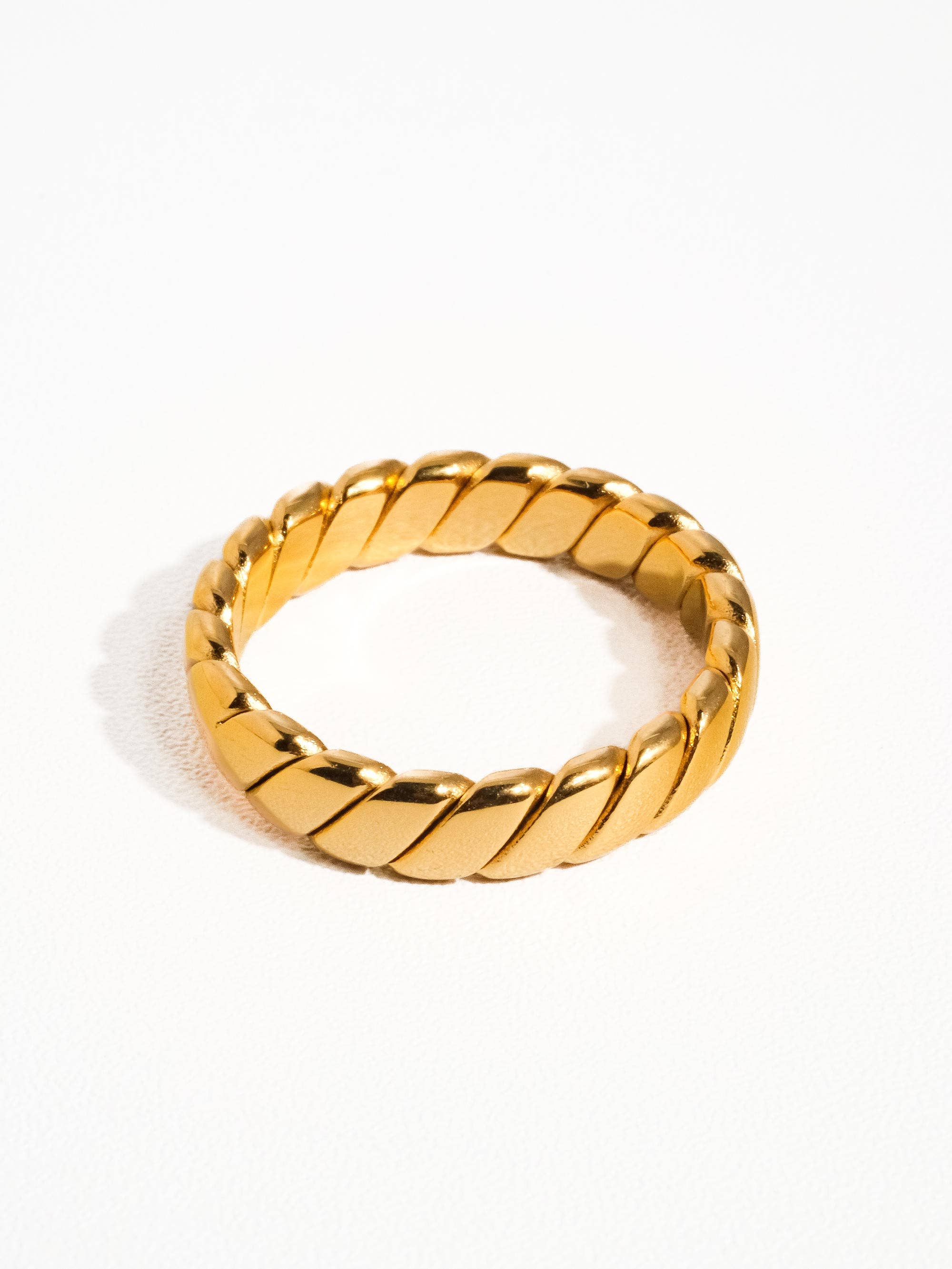18K Non-Tarnish Braided Stack Ring-Gold