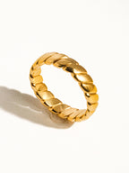 18K Non-Tarnish Braided Stack Ring-Gold