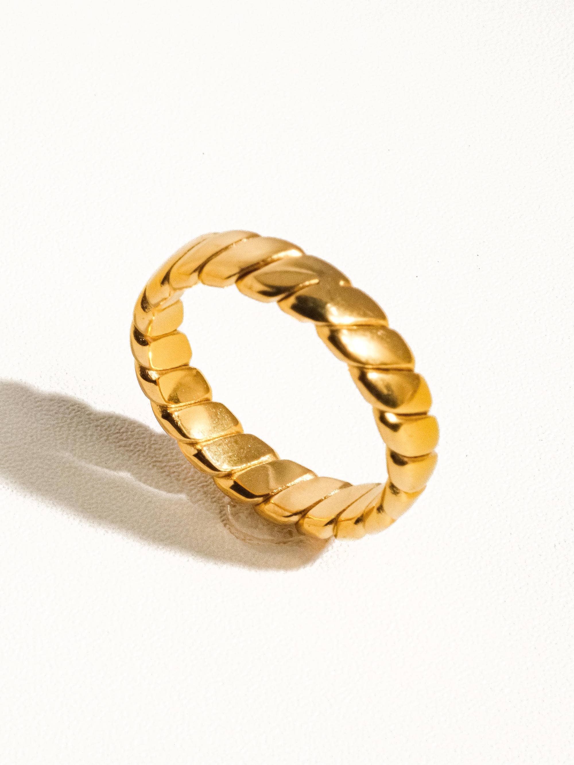 18K Non-Tarnish Braided Stack Ring-Gold
