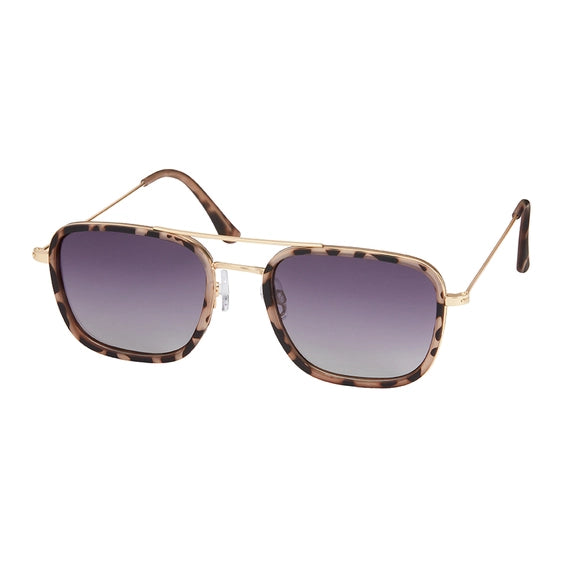 Sunglasses with light tortoise frame and on a white background