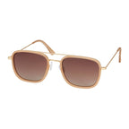 Cream sunglasses with brown lenses on a white background