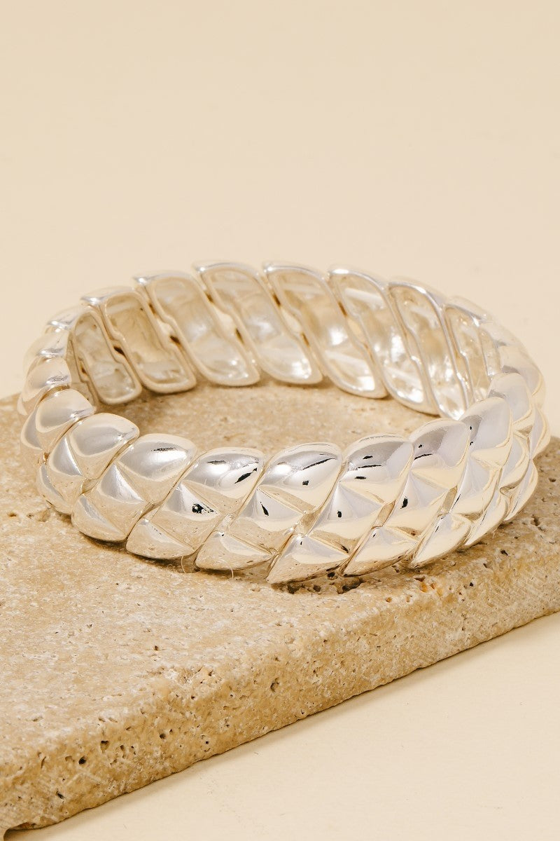 Elastic Textured Bracelet-Silver