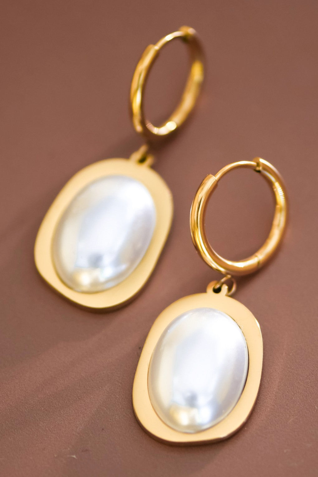 18k Non-Tarnish Pearl Drop Earrings
