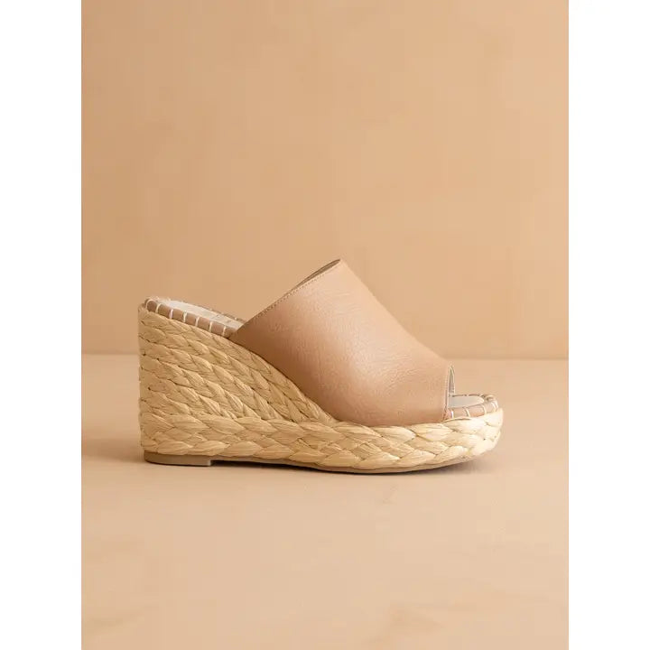 Espadrille Slip On Platform Wedge-Beige