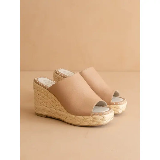 Espadrille Slip On Platform Wedge-Beige