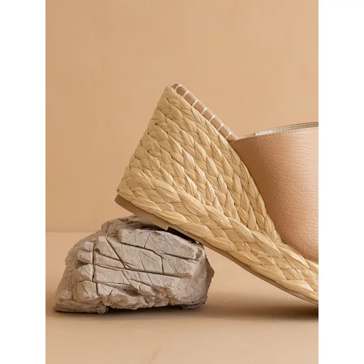 Espadrille Slip On Platform Wedge-Beige